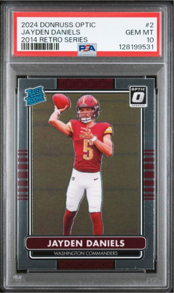 Graded 2024 Panini Donruss Optic Jayden Daniels #2 2014 Retro Series Rookie RC Football Card PSA 10 Gem Mint
