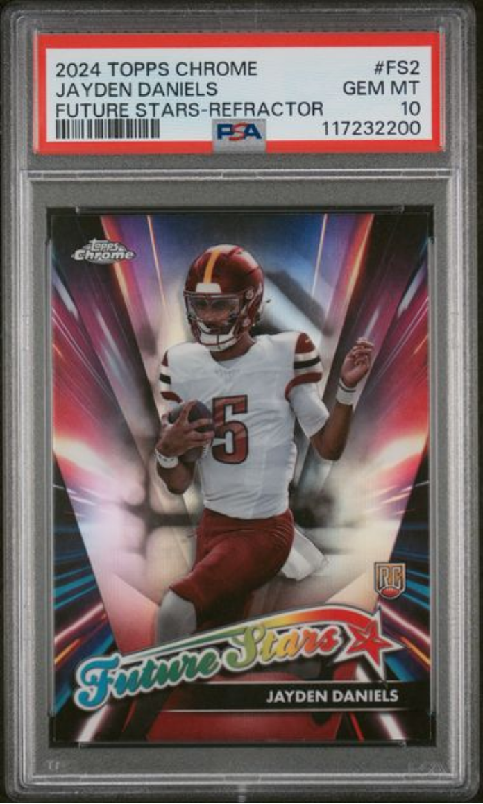 Graded 2024 Topps Chrome Jayden Daniels #FS2 Future Stars Refractor Rookie RC Football Card PSA 10 Gem Mint