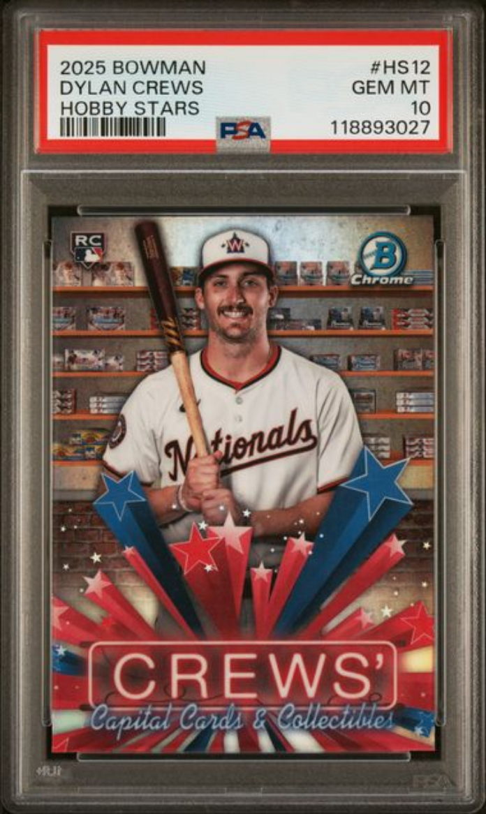 Graded 2025 Topps Bowman Dylan Crews #HS12 Hobby Stars Rookie RC Baseball Card PSA 10 Gem Mint