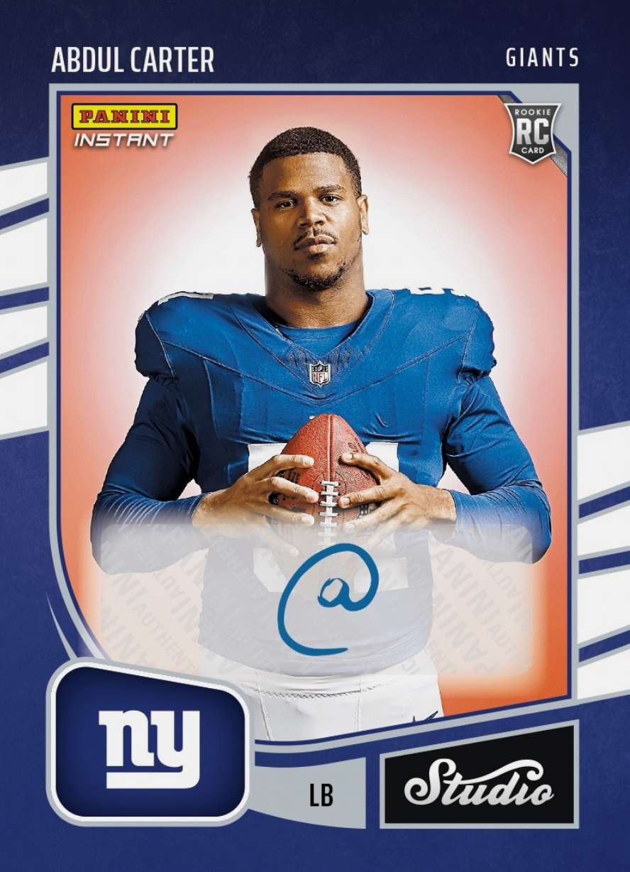 2025 Panini Instant NFL Abdul Carter #SR1 Studio Rookies Auto /99 New York Giants Rookie RC Football Card