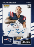 2025 Panini Instant NFL TreVeyon Henderson #SR37 Studio Rookies Auto /99 New England Patriots Rookie RC Football Card