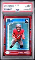 Graded 2024 Panini Donruss Optic Bucky Irving #216 Red Hyper Rookie RC Football Card PSA 10 Gem Mint