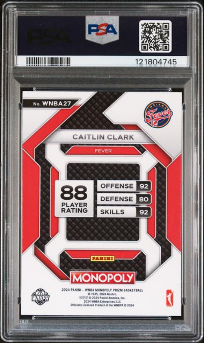 Graded 2024 Panini Prizm Monopoly WNBA Caitlin Clark #27 Insert Rookie RC Basketball Card PSA 10 Gem Mint