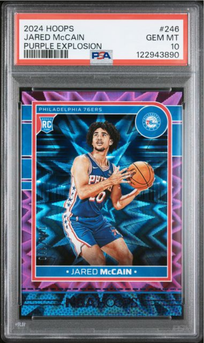 Graded 2024 Panini Hoops Jared McCain #246 Purple Explosion /110 Rookie RC Basketball Card PSA 10 Gem Mint