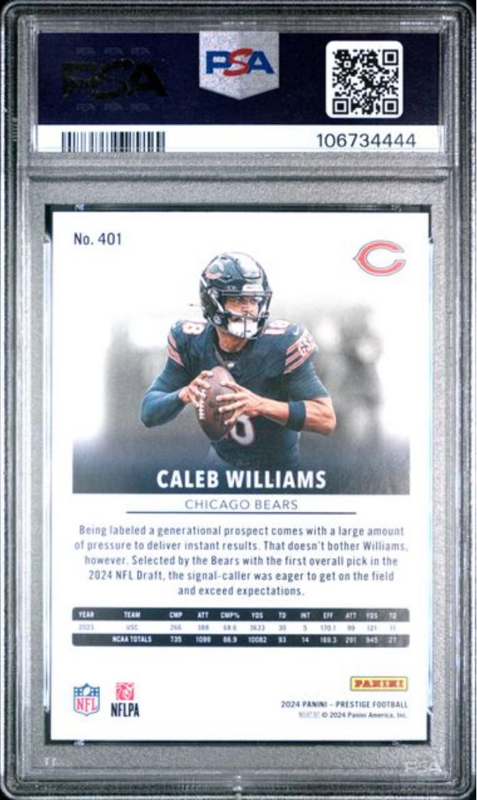 Graded 2024 Panini Prestige Caleb Williams #401 Rookie RC Football Card PSA 10 Gem Mint