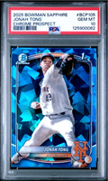 Graded 2025 Topps Bowman Sapphire Jonah Tong #BCP105 Chrome Prospects Rookie RC Baseball Card PSA 10 Gem Mint
