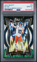 Graded 2024 Panini Select Bo Nix #30 Black & Green Shock Rookie RC Football Card PSA 10 Gem Mint
