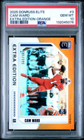 Graded 2025 Panini Donruss Elite Cam Ward #3 Extra Edition Orange /199 Rookie RC Football Card PSA 10 Gem Mint