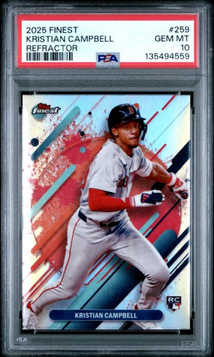 Graded 2025 Topps Finest Kristian Campbell #259 Refractor Rookie RC Baseball Card PSA 10 Gem Mint