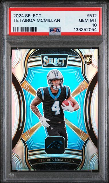 Graded 2024 Panini Select Tetairoa McMillan #512 XRC Rookie RC Football Card PSA 10 Gem Mint