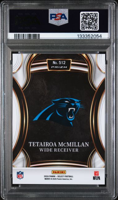 Graded 2024 Panini Select Tetairoa McMillan #512 XRC Rookie RC Football Card PSA 10 Gem Mint