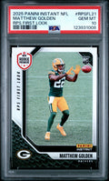 Graded 2025 Panini Instant Matthew Golden #RPSFL21 RPS First Look Rookie RC Football Card PSA 10 Gem Mint