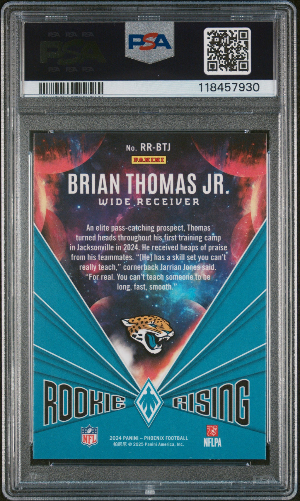 Graded 2024 Panini Phoenix Brian Thomas Jr #RRBTJ Rookie Rising Rookie RC Football Card PSA 10 Gem Mint