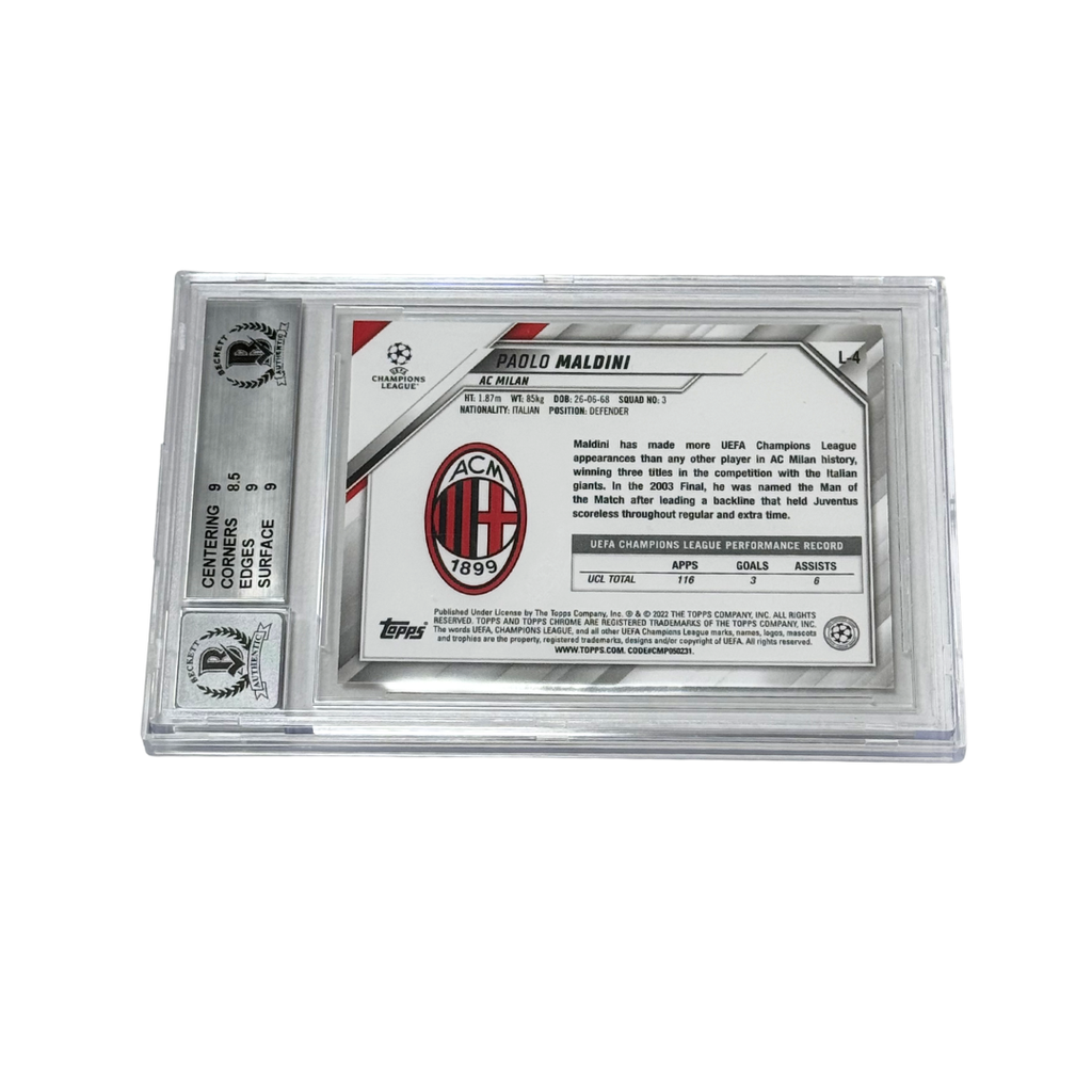 Paolo Maldini Signed 2021-22 Topps Chrome UCL Gold Lava – BGS 9 Autograph 10
