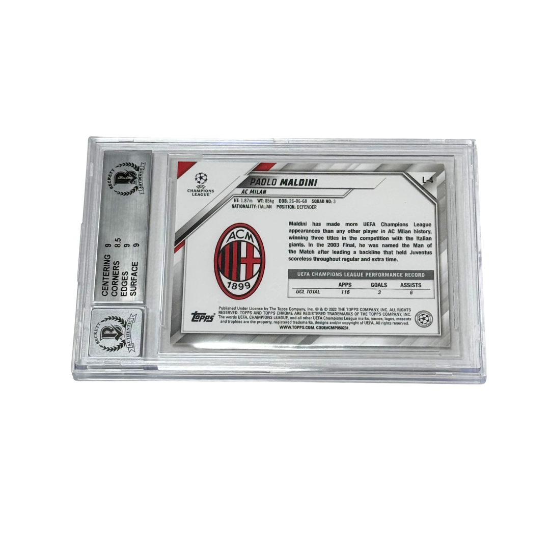Paolo Maldini Signed 2021-22 Topps Chrome UCL Gold Lava – BGS 9 Autograph 10