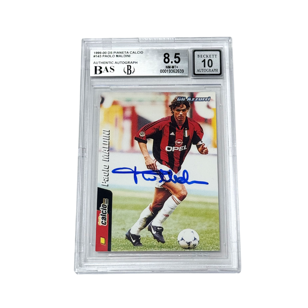 Paolo Maldini Signed 1999-00 DS Pianeta Calcio #143 – BGS 8.5 Autograph 10