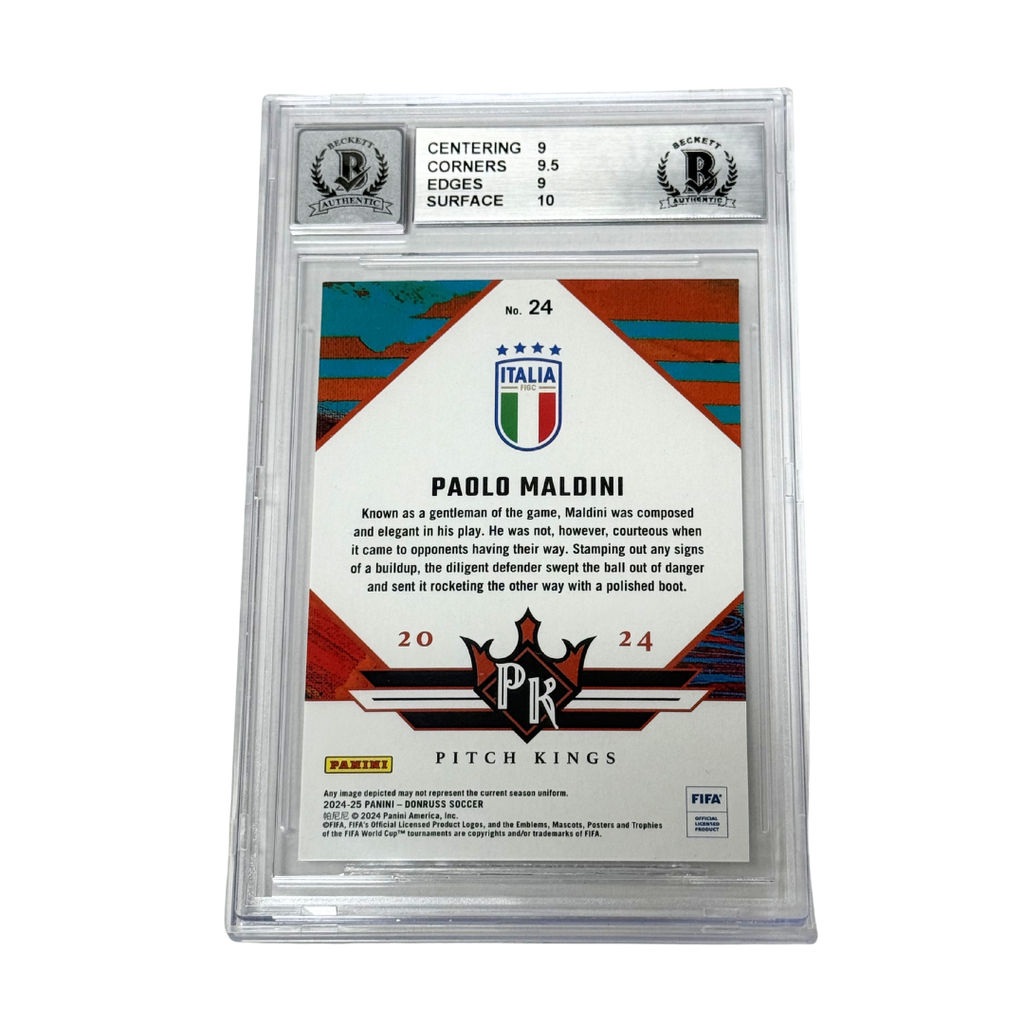 Paolo Maldini Signed 2024-25 Panini Donruss Pitch Kings Italy - BGS 9 AUTO 10