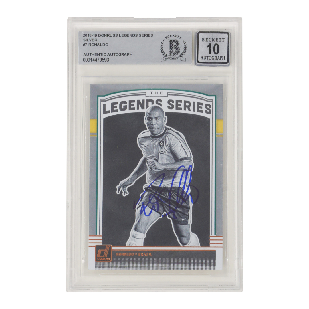 Ronaldo Nazario Signed 2018-19 Panini Donruss Legend Series Silver – BGS 10 Auto