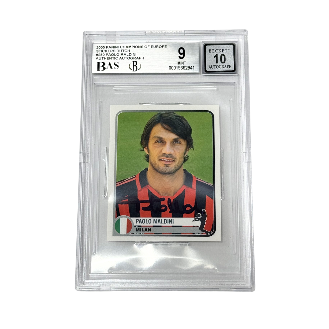 Paolo Maldini Signed 2005 Panini Champions of Europe – BGS 9 Autograph 10