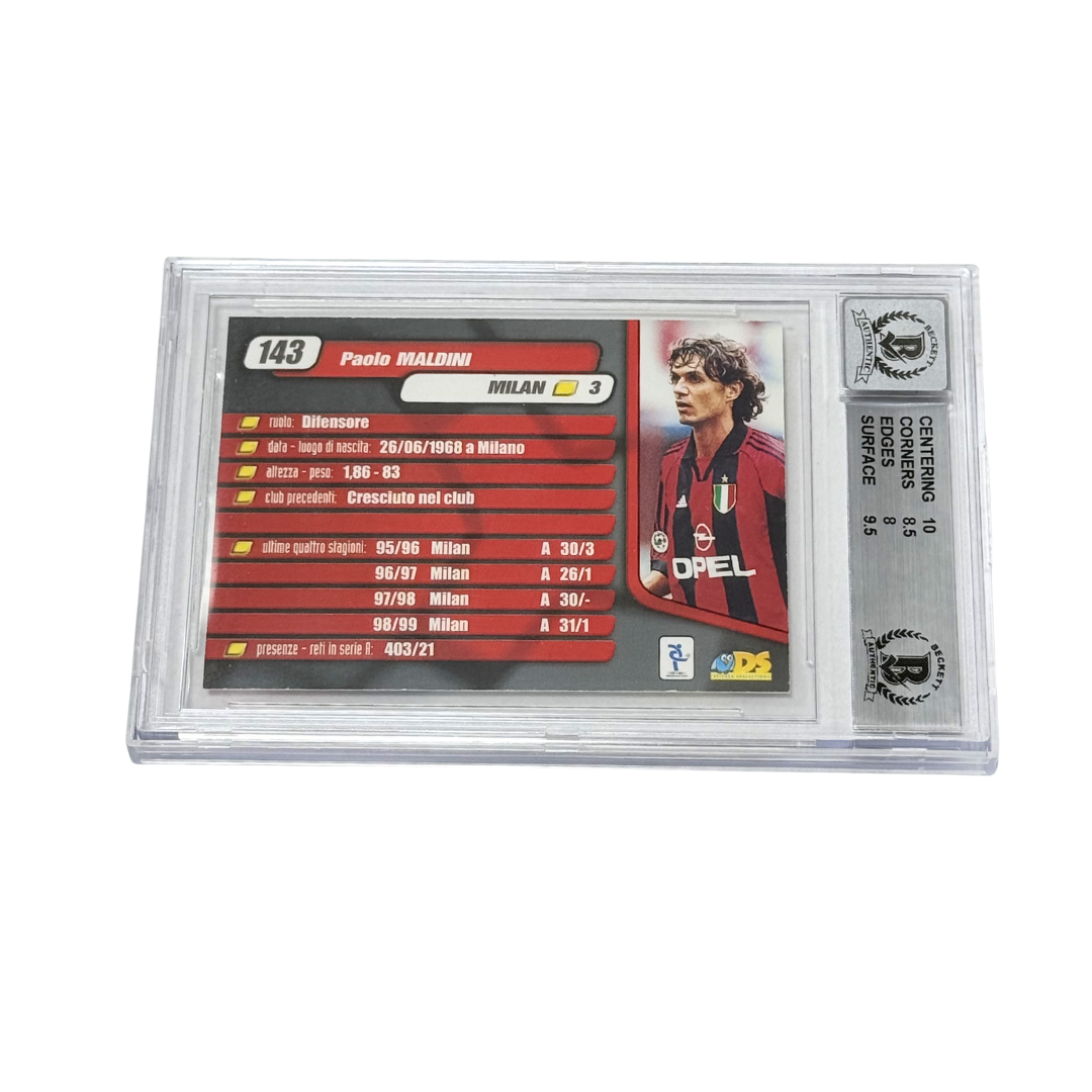 Paolo Maldini Signed 1999-00 DS Pianeta Calcio #143 – BGS 8.5 Autograph 10