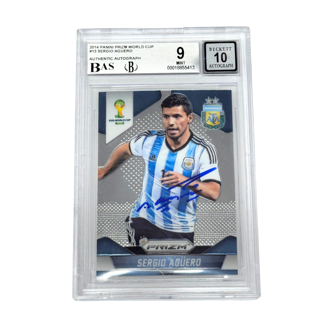 Sergio Aguero Signed 2014 Panini Prizm World Cup #13 – BGS 9 AUTO 10