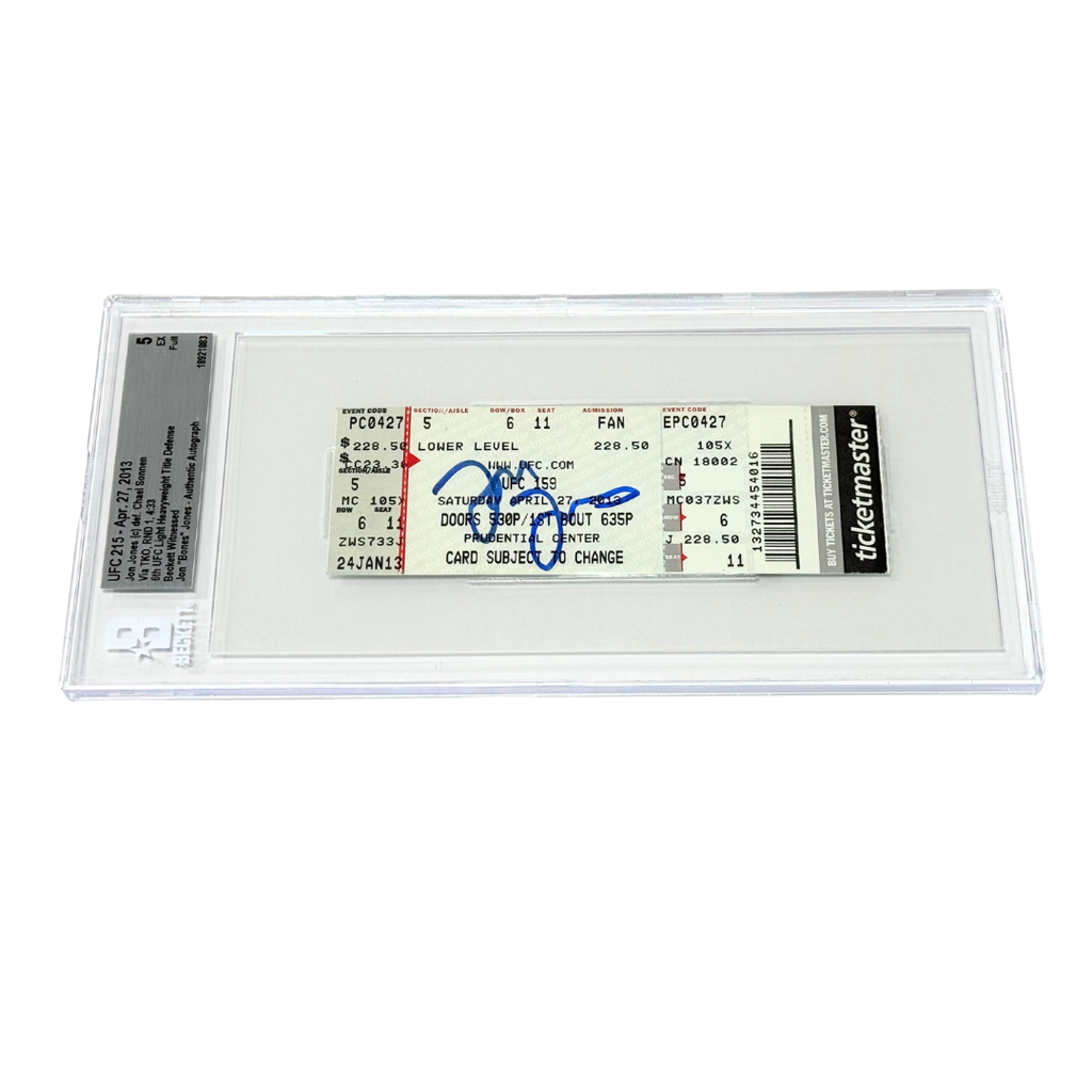 Jon Jones Signed 2013 UFC 215 6th Title Defense vs Sonnen Ticket - BGS 5