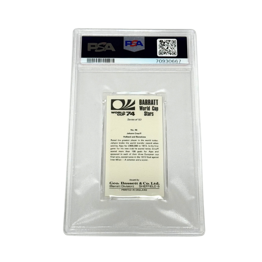 Pele Signed 1974 Johann Cruyff Card - PSA 7