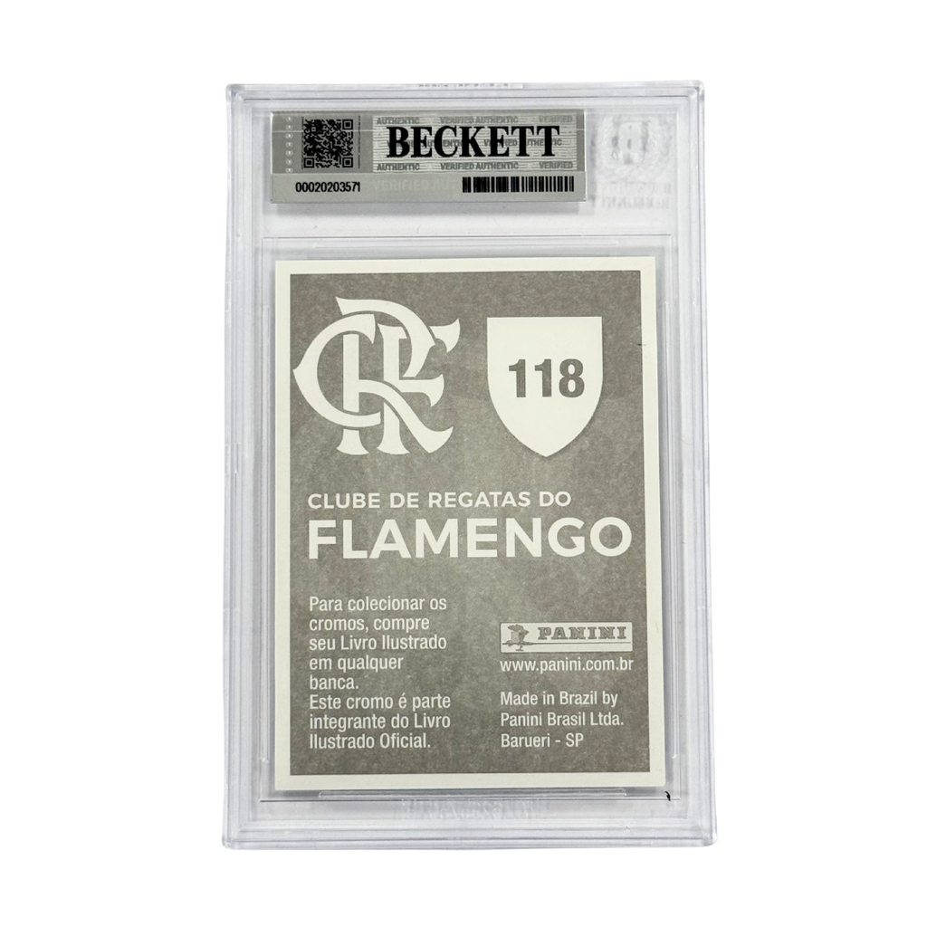 Pele & Zico Dual Signed 2019 Panini Flamengo 100 Anos History Pele #118 - BGS 6