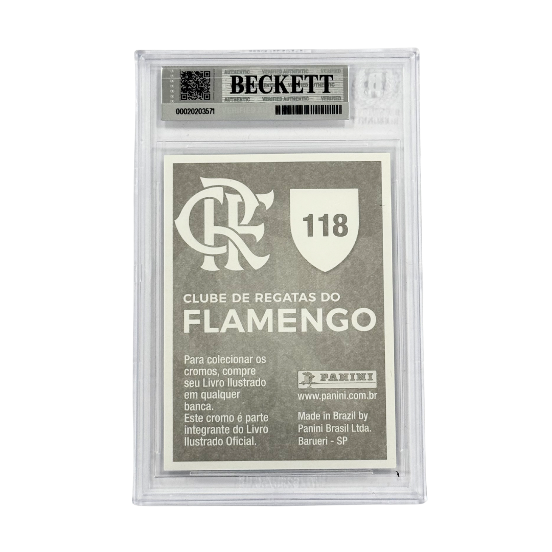 Pele & Zico Dual Signed 2019 Panini Flamengo 100 Anos History Pele #118 - BGS 6