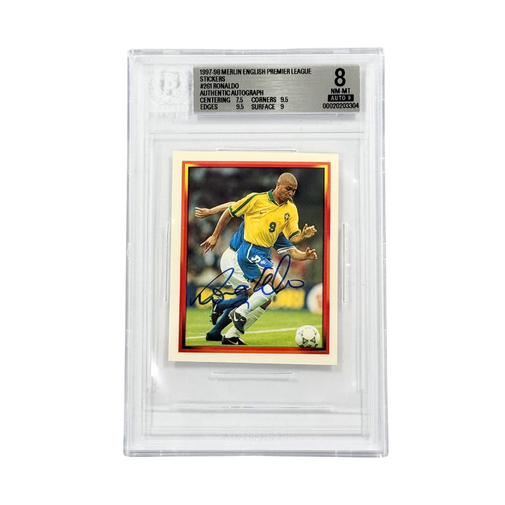Ronaldo Nazario Signed 1997-98 Merlin EPL Stickers #261 - BGS 8 AUTO 9