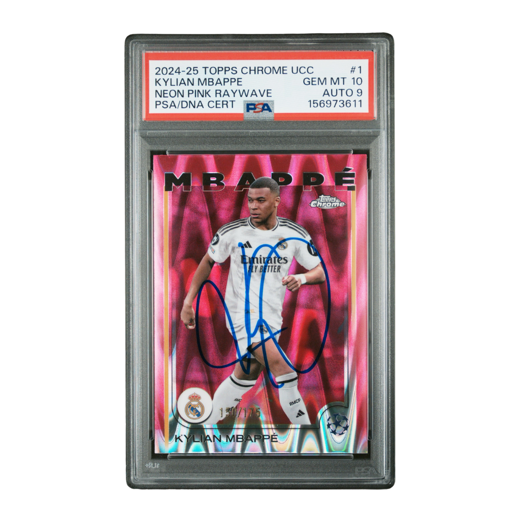 Kylian Mbappe Signed 2024-25 Topps Chrome UCC Neon Pink /175 - PSA 10 AUTO 9