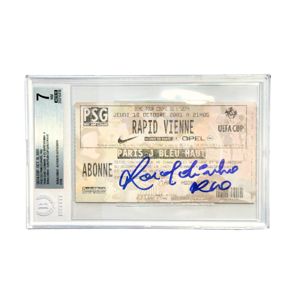 Ronaldinho Signed 2001 First European Cup Goals R10 - BGS 7 AUTO 10