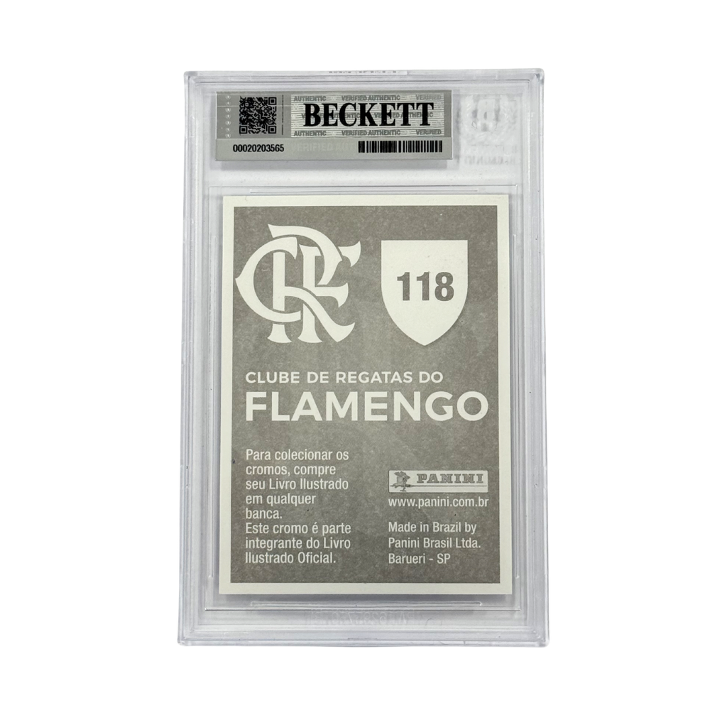 Pele & Zico Dual Signed 2019 Panini Flamengo 100 Anos History #118 - BGS 8.5