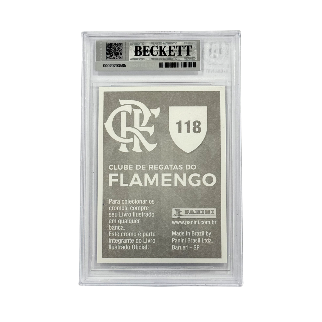 Pele & Zico Dual Signed 2019 Panini Flamengo 100 Anos History #118 - BGS 8.5