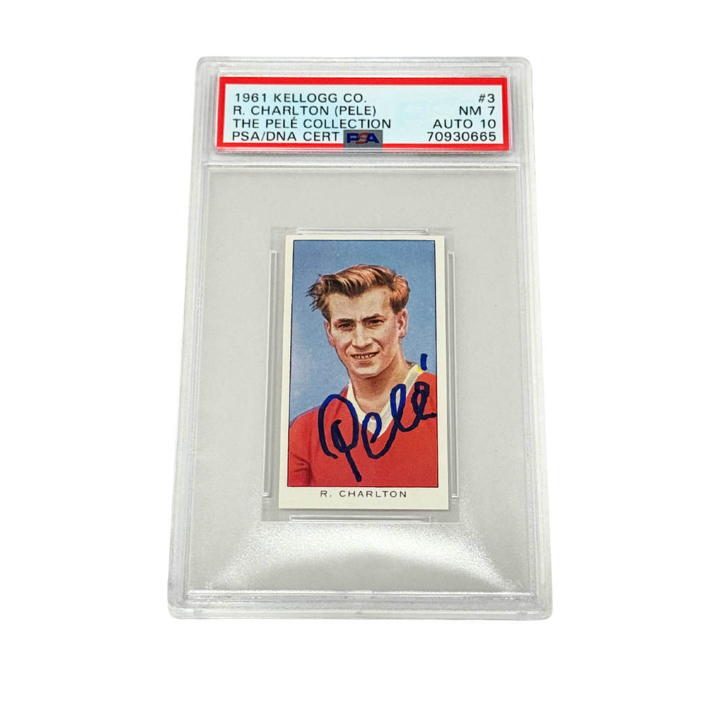 Pele Signed 1961 R.Charlton Card - PSA 7