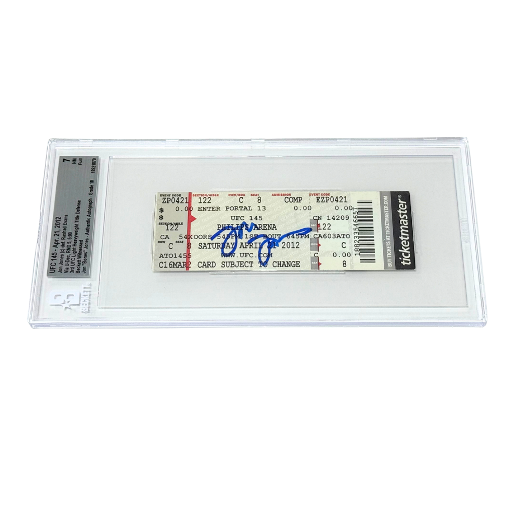 Jon Jones Signed 2012 UFC 145 3rd Title Defense vs Rashad Evans Ticket - BGS 7