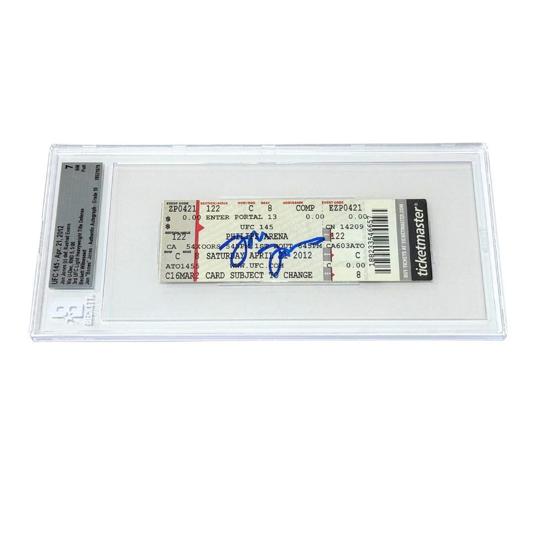 Jon Jones Signed 2012 UFC 145 3rd Title Defense vs Rashad Evans Ticket - BGS 7