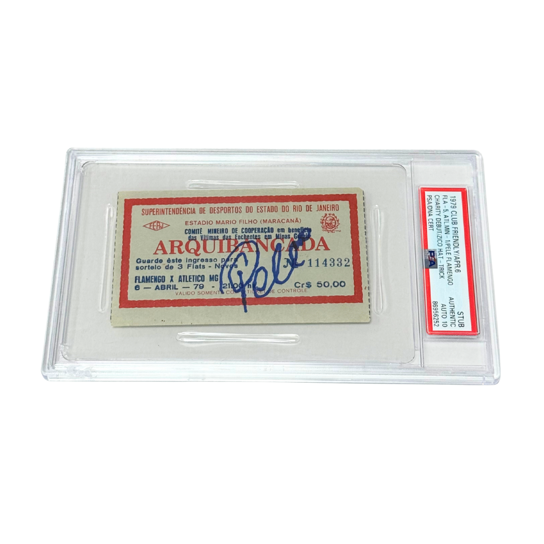 Pele Signed 1979 Ticket - PSA Authentic