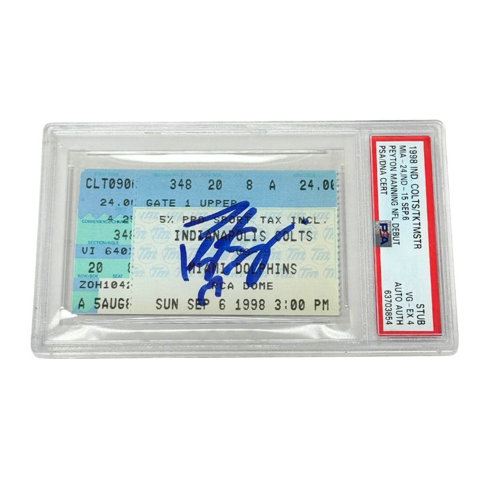 Peyton Manning Signed NFL Debut Ticket - PSA 4