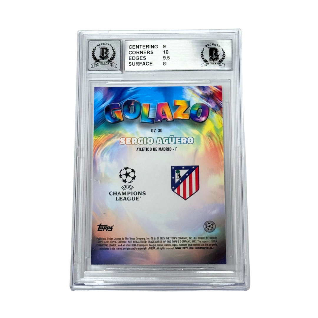 Sergio Aguero Signed 2024-25 Topps Chrome UCC Golazo – BGS 9 AUTO 10