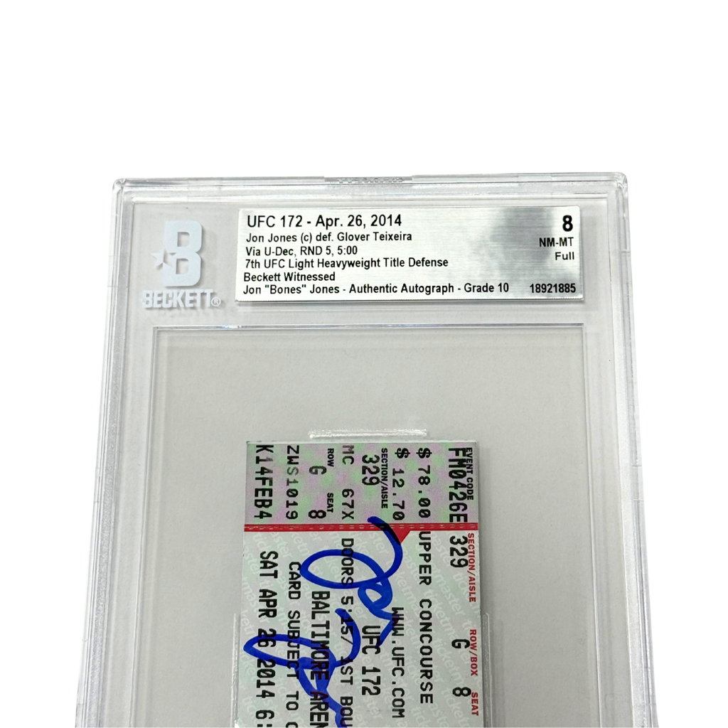 Jon Jones Signed 2014 UFC 172 7th Title Defense vs Teixeira Ticket - BGS 8
