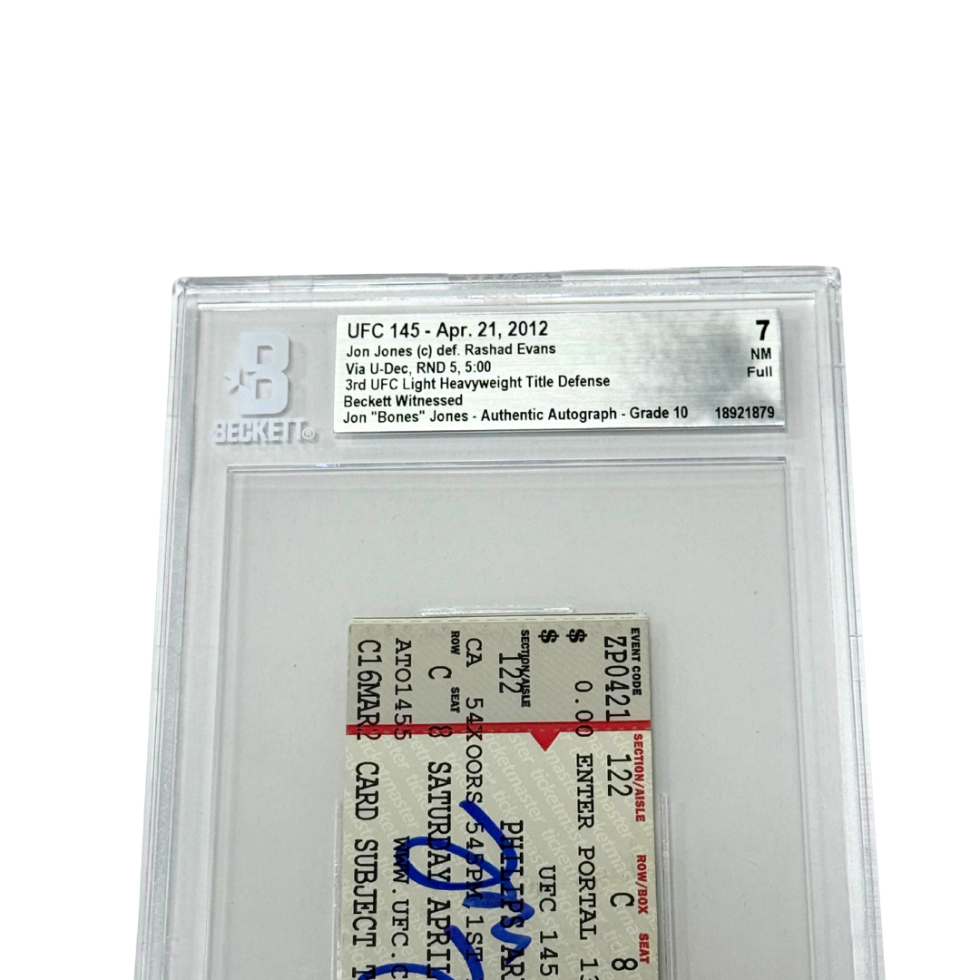 Jon Jones Signed 2012 UFC 145 3rd Title Defense vs Rashad Evans Ticket - BGS 7