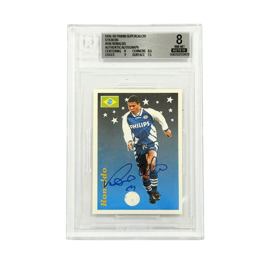 Ronaldo Nazario Signed 1995-96 Panini Supercalcio Stickers #196 - BGS 8 AUTO 10