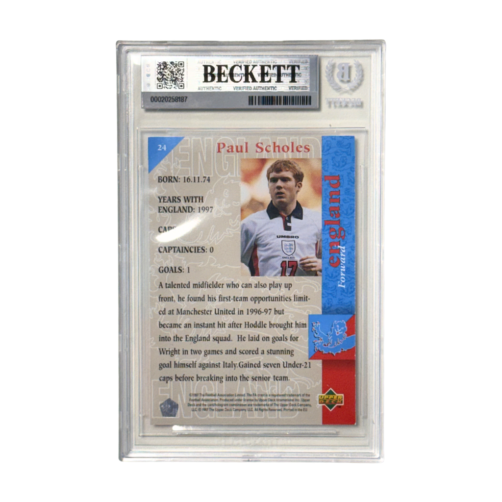 Paul Scholes Signed 1998 England Upper Deck #24 - BGS 8.5 AUTO 10
