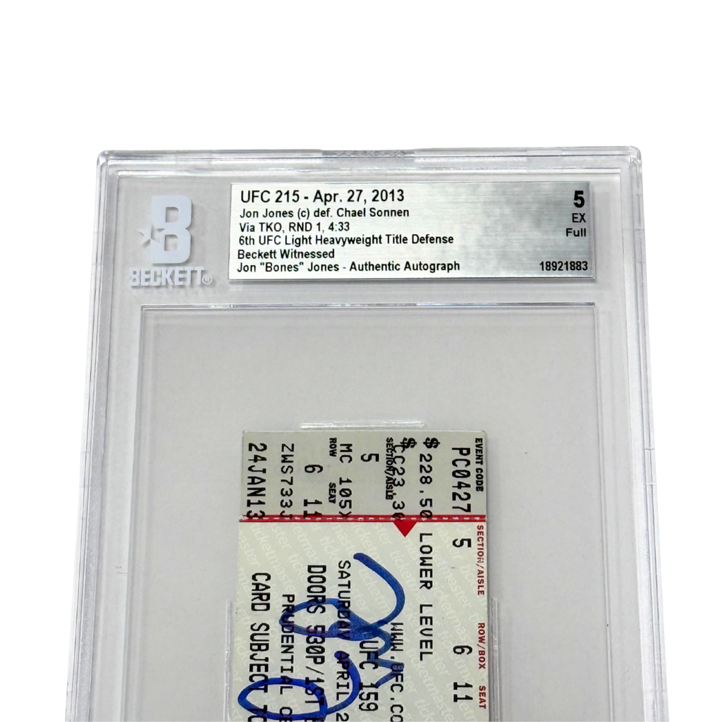 Jon Jones Signed 2013 UFC 215 6th Title Defense vs Sonnen Ticket - BGS 5