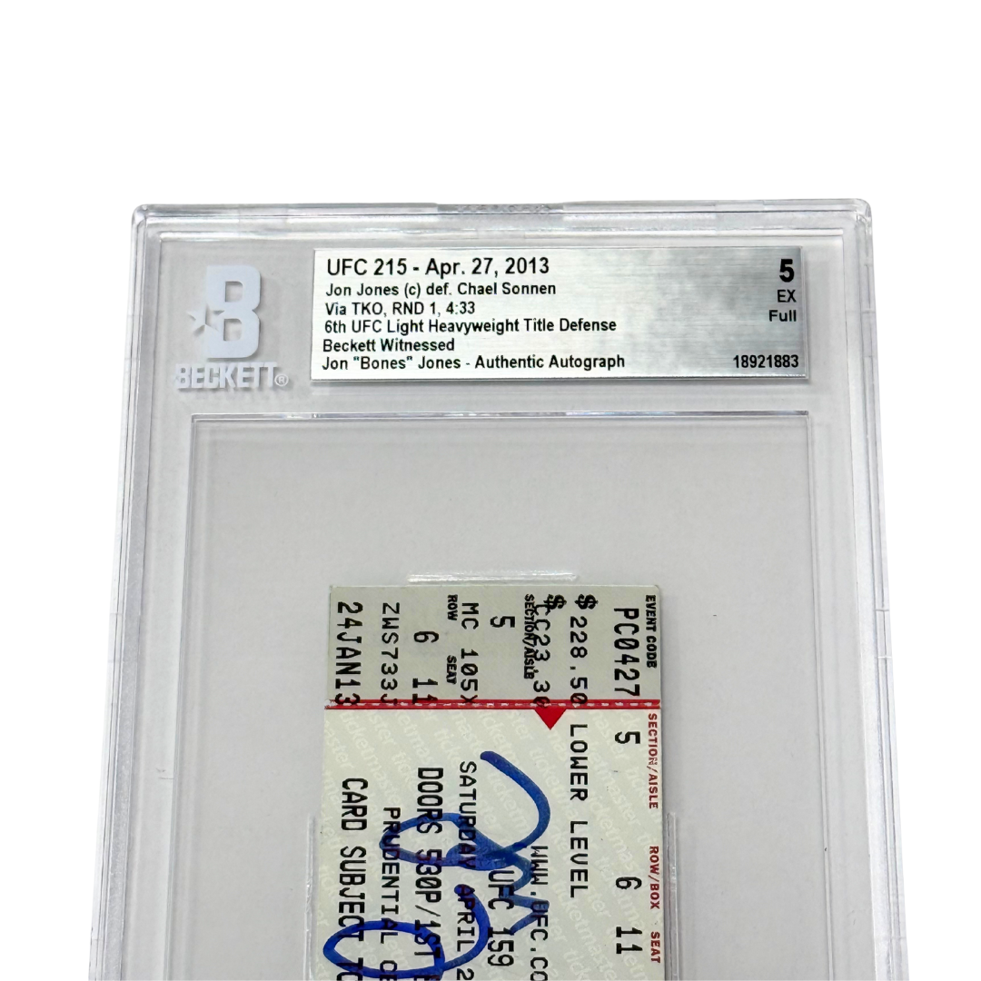 Jon Jones Signed 2013 UFC 215 6th Title Defense vs Sonnen Ticket - BGS 5