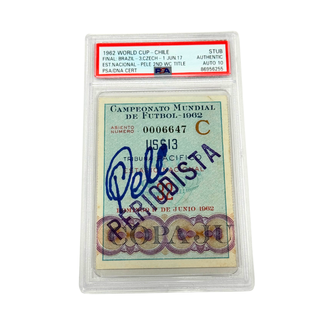 Pele Signed 1962 World Cup Final Pass - PSA Authentic