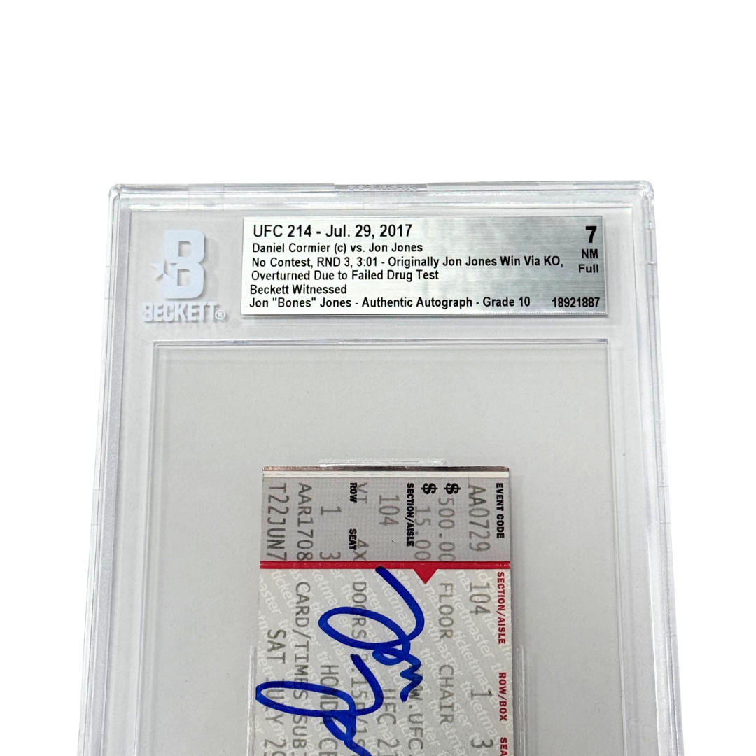 Jon Jones Signed 2017 UFC 214 Overturned Win vs Daniel Cormier Ticket - BGS 7