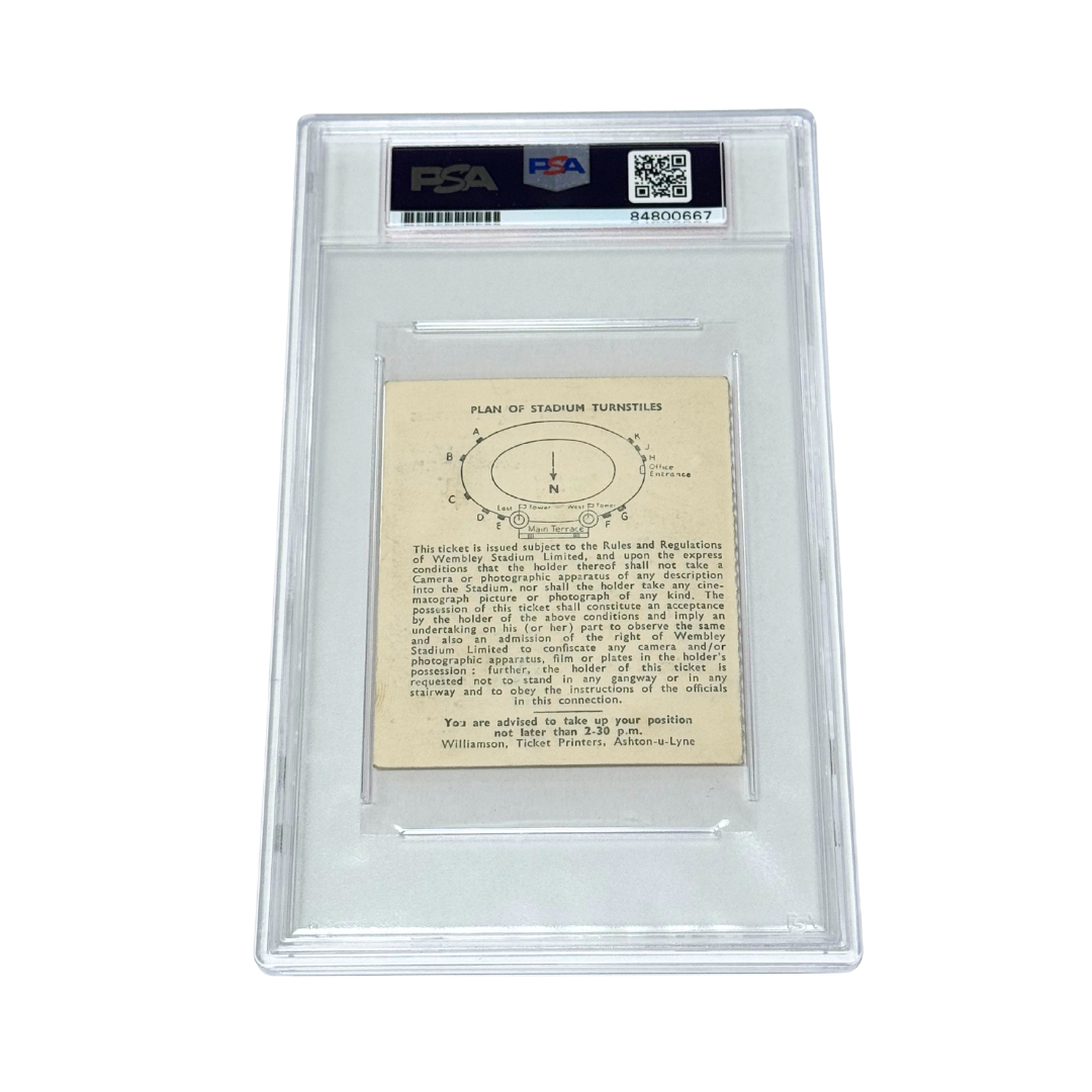 Pele Signed 1963 England vs Brazil Ticket - PSA Autograph 10