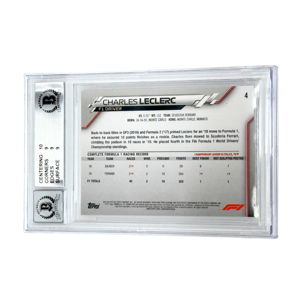 Charles Leclerc Signed 2020 Topps Chrome Formula 1 #4 – BGS 9 AUTO 10